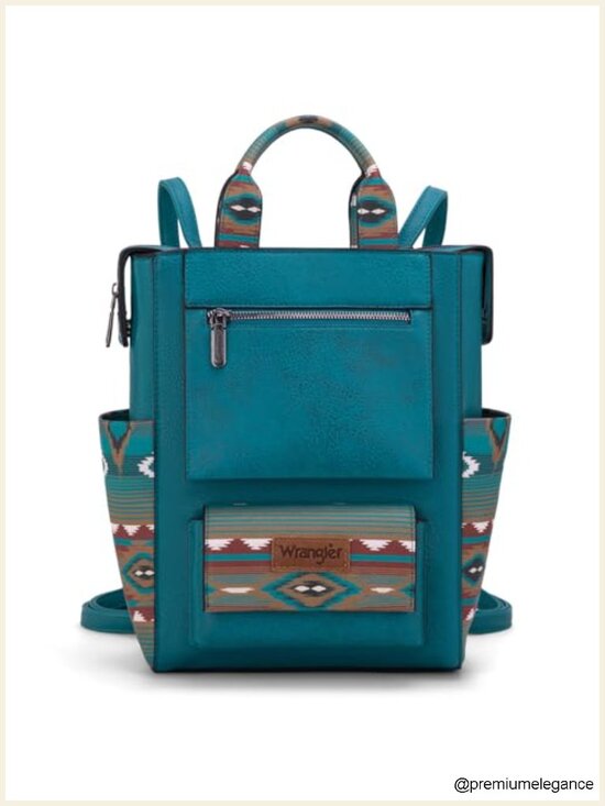 Faux Leather Aztec Backpack Purse with Anti Theft Zipper and Adjustable Straps